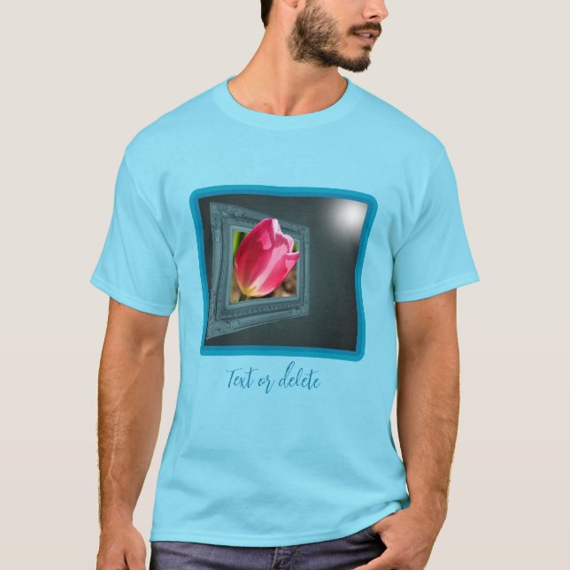 Rosa Tulip-Blume aus dem Rahmen Personalisiert T-Shirt (Vorderseite)