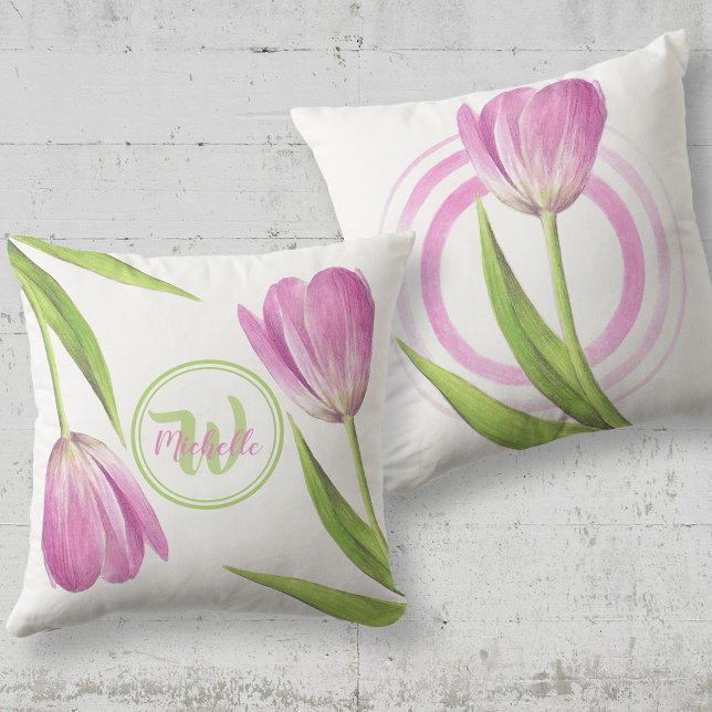 Rosa Tulip Spring Elegante Blume Florenz Kissen (Von Creator hochgeladen)
