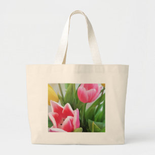 Rosa Tulips, Blumenstrauß, Blume Jumbo Stoffbeutel