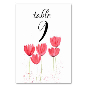 Rosa Tulips Frühlingsbläserne Blume Hochzeit Tischnummer