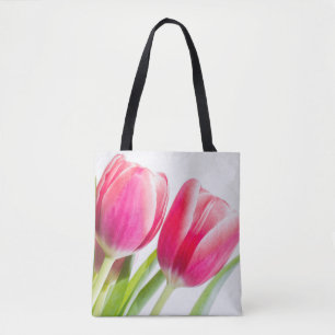 Rosa Tulips mit grünem Blätter Foto Tasche
