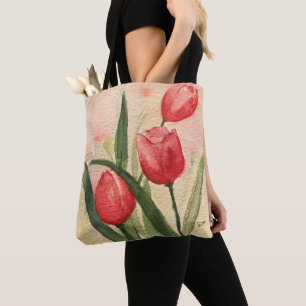 Rosa Tulips Multiprint Tasche, Tasche Schultern