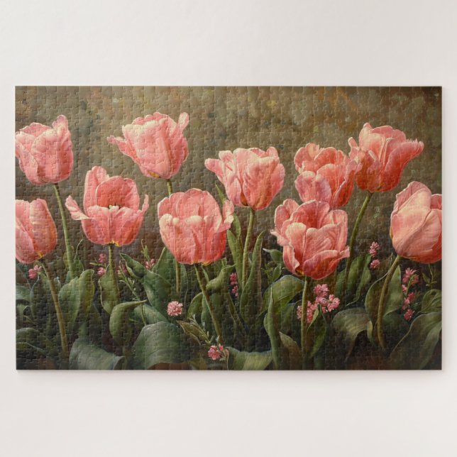 Rosa Tulips Schöne Ölgemälde (Horizontal)