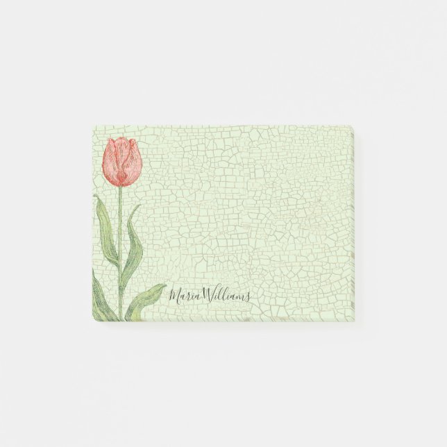 Rosa Tulpe addieren Namens4x3 Post-it Klebezettel (Vorderseite)