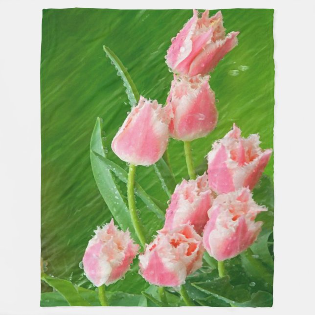 Rosa Tulpe-Blumen Fleecedecke (Vorderseite)