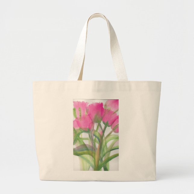 Rosa Tulpe-riesige Taschen-Tasche Jumbo Stoffbeutel (Vorne)