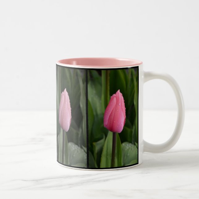 Rosa Tulpemuster-Kaffee-Tasse Zweifarbige Tasse (Rechts)