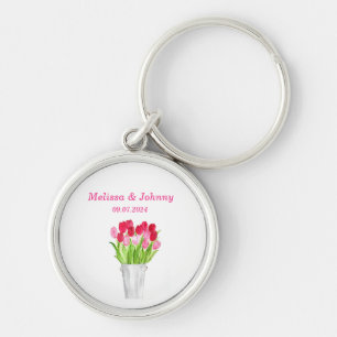 Rosa Tulpen Aquarell elegante Hochzeits-Schlüssela Schlüsselanhänger