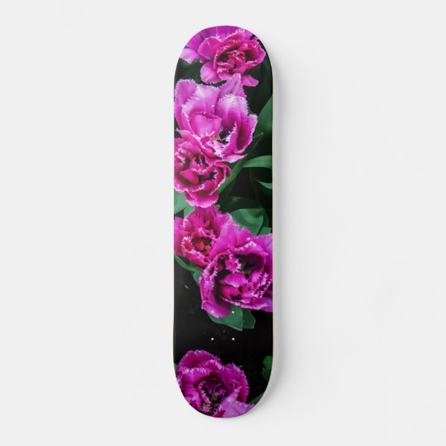 Rosa Tulpen Blume Skateboard (Vorderseite)