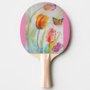 Rosa Tulpen-Blumen-Aquarell-Tischtennisschläger Tischtennis Schläger