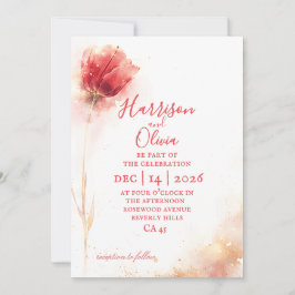Rosa Tulpen-Blumen Hochzeitseinladung elegant Einladung