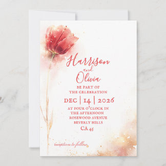 Rosa Tulpen-Blumen Hochzeitseinladung elegant Einladung
