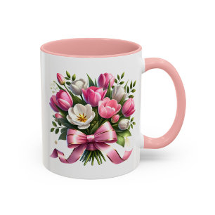 Rosa Tulpen Blumen Tasse Süßes Geschenk