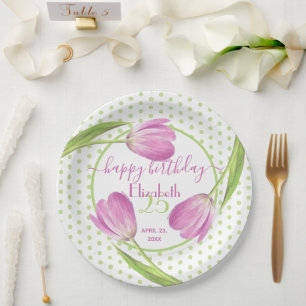 Rosa Tulpen Frühjahr Elegante Florentiner Ostern G Pappteller