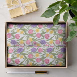 Rosa Tulpen, gelbe Narzissen, violette Hyazinthen Seidenpapier