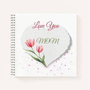 Rosa Tulpen Lieben Dich Mama Papierherz  Notizbuch