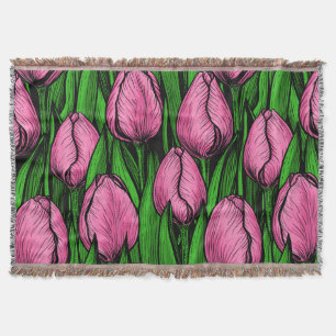 Rosa Tulpen mit grünen Blätter Decke