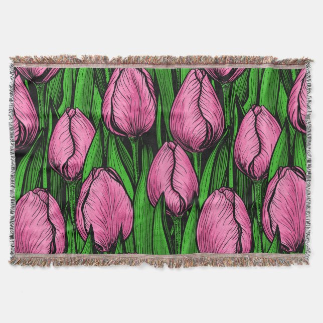 Rosa Tulpen mit grünen Blätter Decke (Vorderseite)