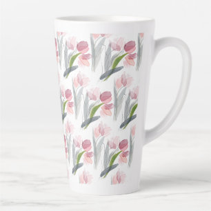 Rosa Tulpen mit Salbeigrünen Grauen Blättern Weiß Milchtasse