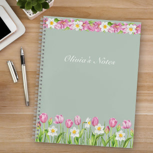 Rosa Tulpen & Osterglocken Frühlingsblumen Notizbu Notizbuch
