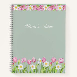 Rosa Tulpen & Osterglocken Frühlingsblumen Notizbu Notizbuch