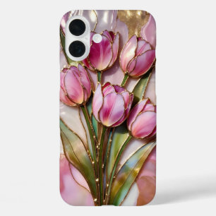 Rosa Tulpen-Sträußchen-Handyhülle Blumen-Geschenk iPhone 16 Plus Hülle