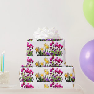 Rosa Tulpen und Osterglocken Geschenkpapier