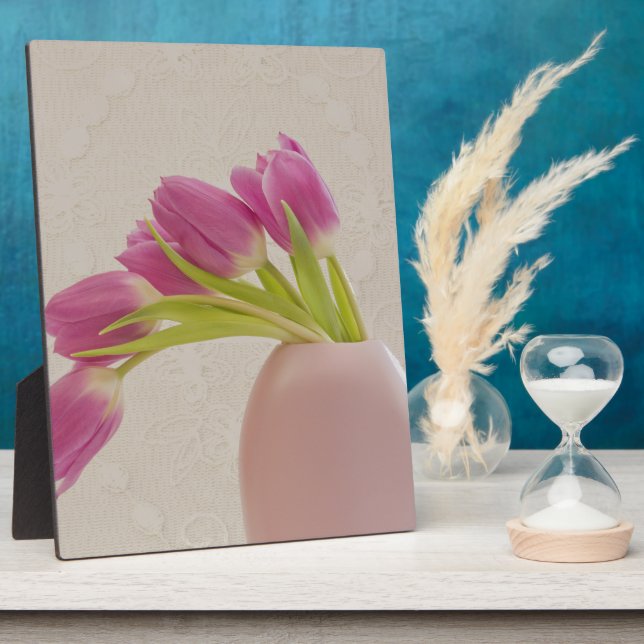 Rosa Tulpen und Spitzen Fotoplatte (Seite)