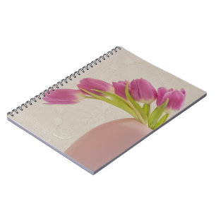Rosa Tulpen und Spitzen Notizblock