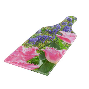 "ROSA TULPEN UND WEINTRAUBEN-HYAZINTHEN GLAS SCHNE SCHNEIDEBRETT