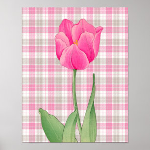 Rosa Tulpen-Vintage-Grafik-Kunstposter Poster