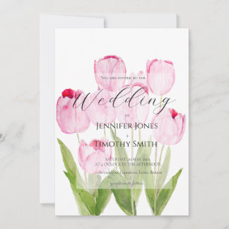 Rosa Tulpen Wasserfarbe Einladung