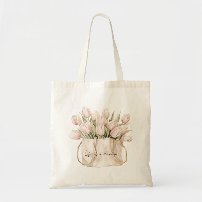 Rosa Tulpenblüten Tragetasche (Vorne)