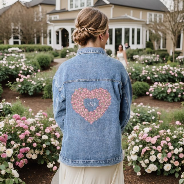 Rosa Tulpenbouquet Kunstverheiratung Jeansjacke (Hochzeit Rückseite)