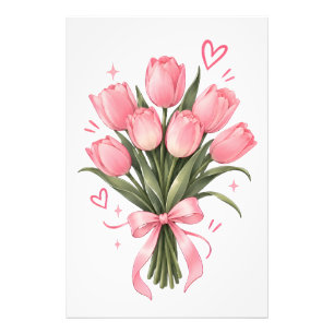 Rosa Tulpenstrauß-Wasserfarbenposter Fotodruck