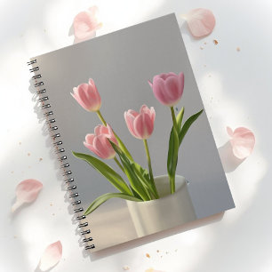 Rosa Tulpenvase Realismus Malerei Notizblock