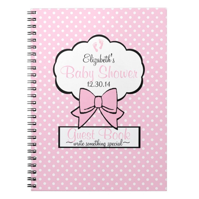 Rosa Tupfen-Babyparty-Gast-Buch Notizblock (Vorderseite)