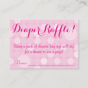 Rosa Tupfen-Babyparty-Windelraffle-Karten Begleitkarte