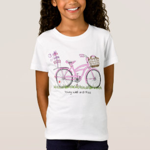Rosa Tupfen-Fahrrad mit Geschenken T-Shirt
