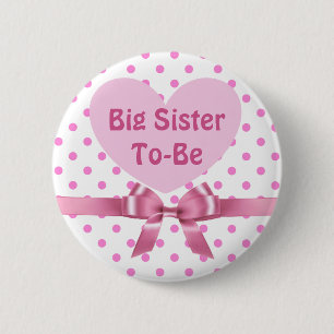 Rosa Tupfen-große Schwester, zum Babyparty-Knopf Button