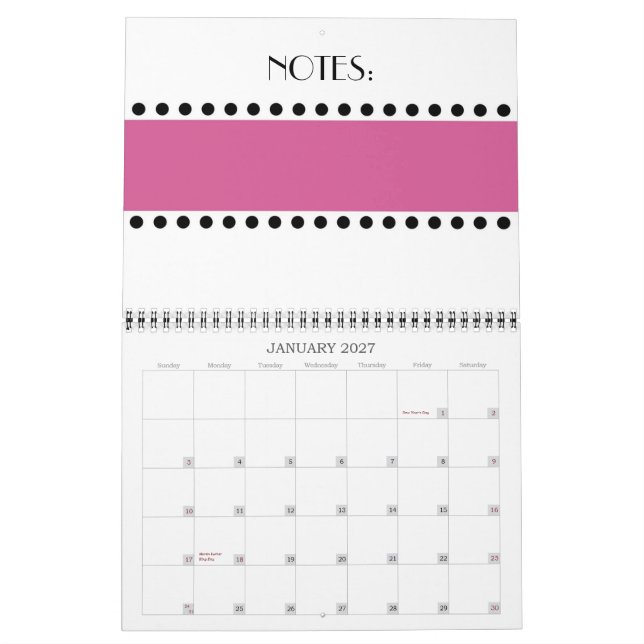 Rosa Tupfen Kalender (Jan 2027)