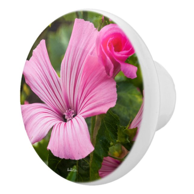 rosa Türgriff Blume Keramikknauf (Rechts)