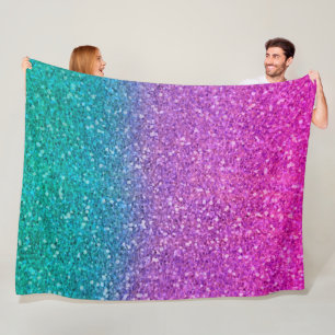 Rosa Türk Aqua Blau und Lila Funkelnder Glitter Fleecedecke