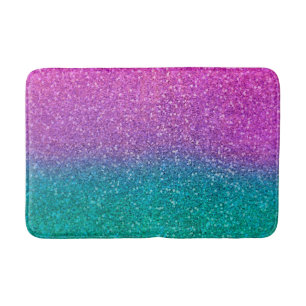 Rosa Türkis Aqua Blau und Lila funkelnder Glitter Badematte