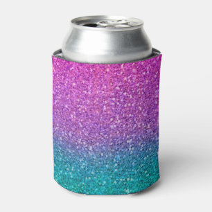 Rosa Türkis Aqua Blau und Lila funkelnder Glitter Dosenkühler