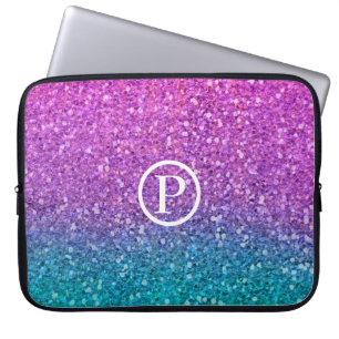 Rosa Türkis Aqua Blau und Lila funkelnder Glitter Laptopschutzhülle