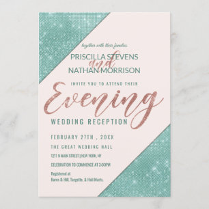 Rosa Türkis Blaue Faux Glitter Paillette Abend Einladung