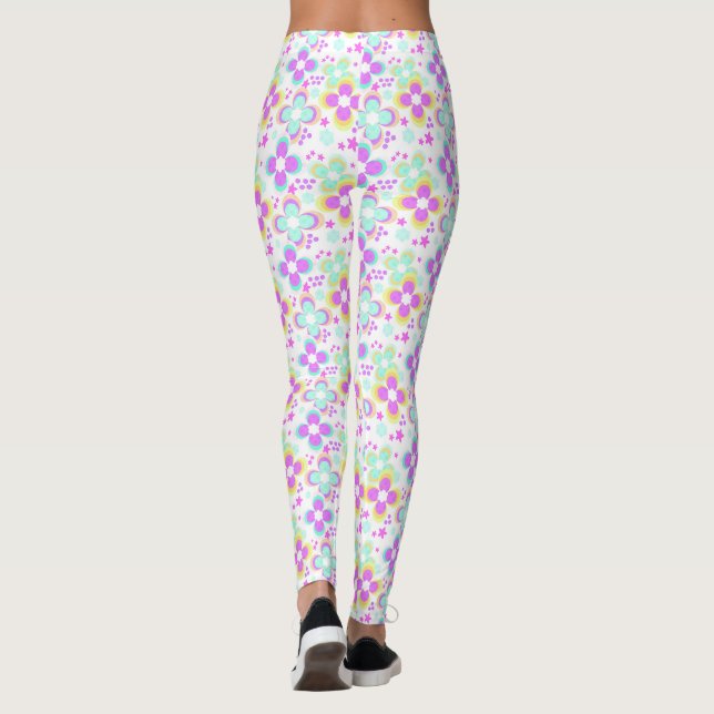 Rosa, türkis, blumenreich leggings (Rückseite)