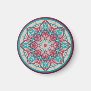 Rosa & Türkis Boho-Mandala   Magnet