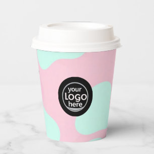 Rosa & Türkis Bubble-Papierbecher - Eigenes Logo Pappbecher